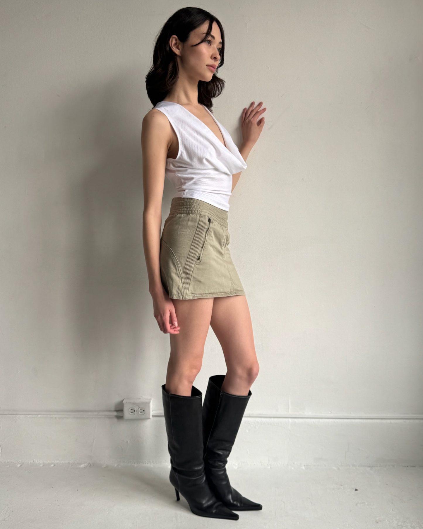 Reversible Cowl Neck Tank White