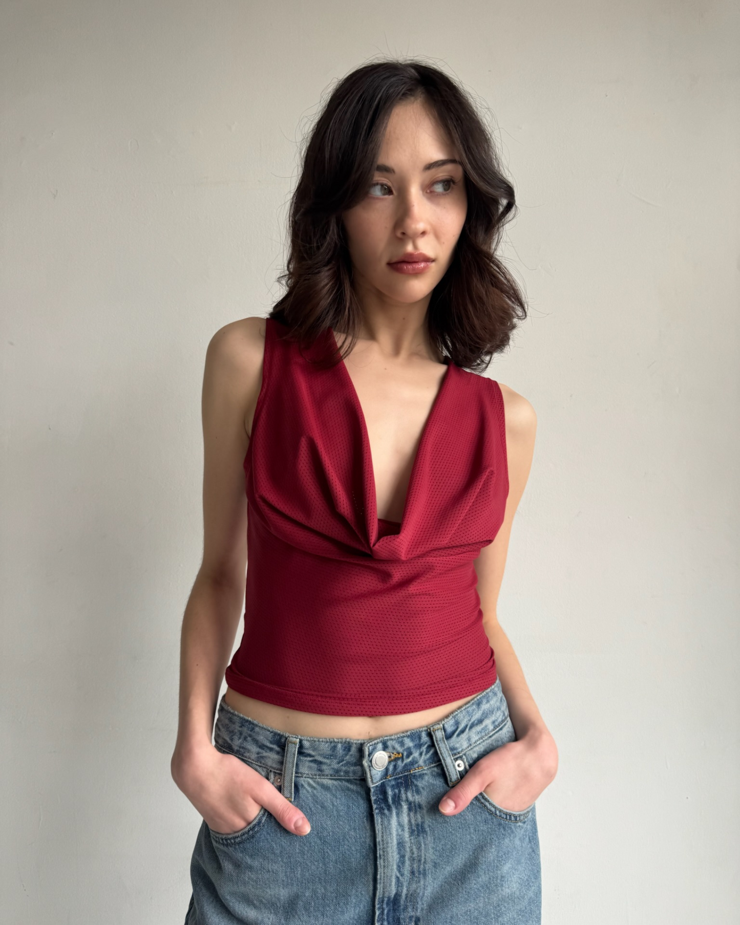 Reversible Cowl Neck Tank Ruby