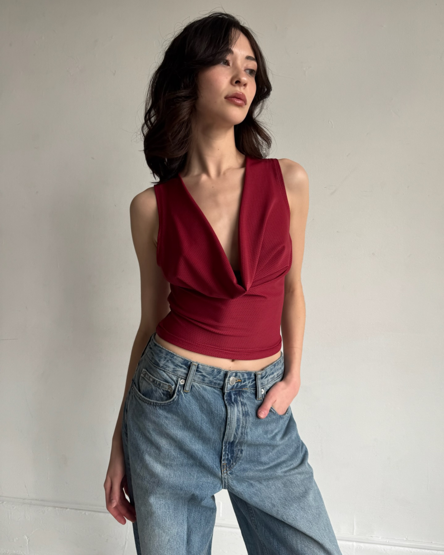 Reversible Cowl Neck Tank Ruby