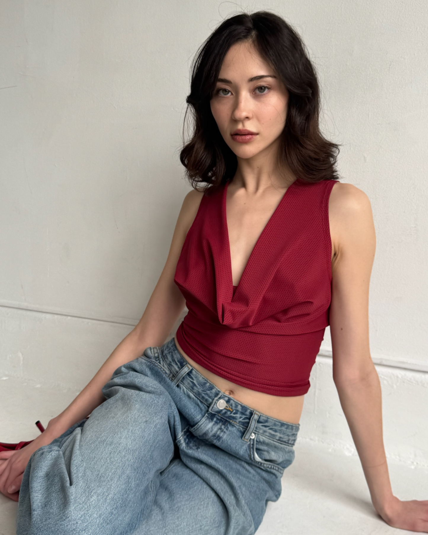 Reversible Cowl Neck Tank Ruby
