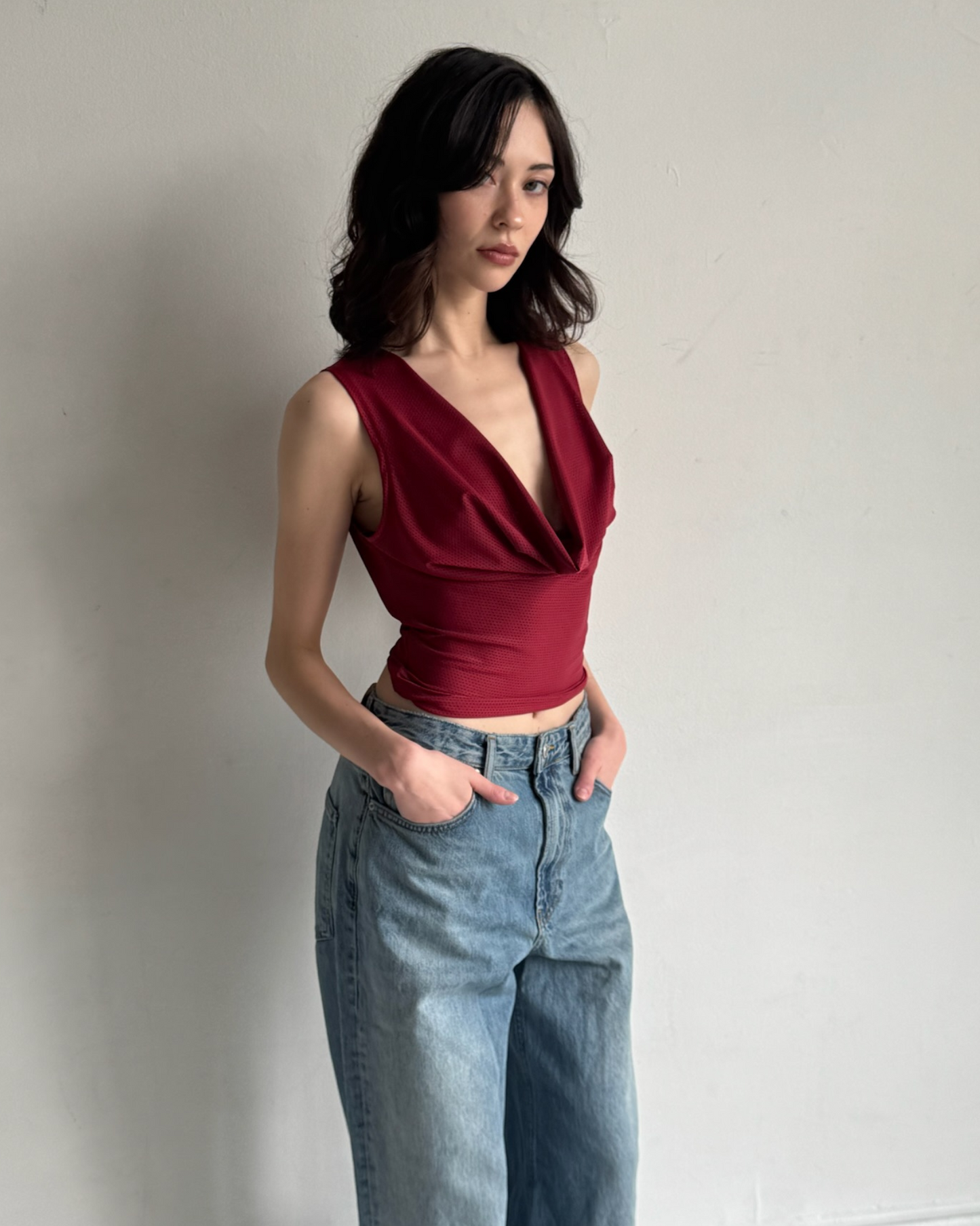 Reversible Cowl Neck Tank Ruby
