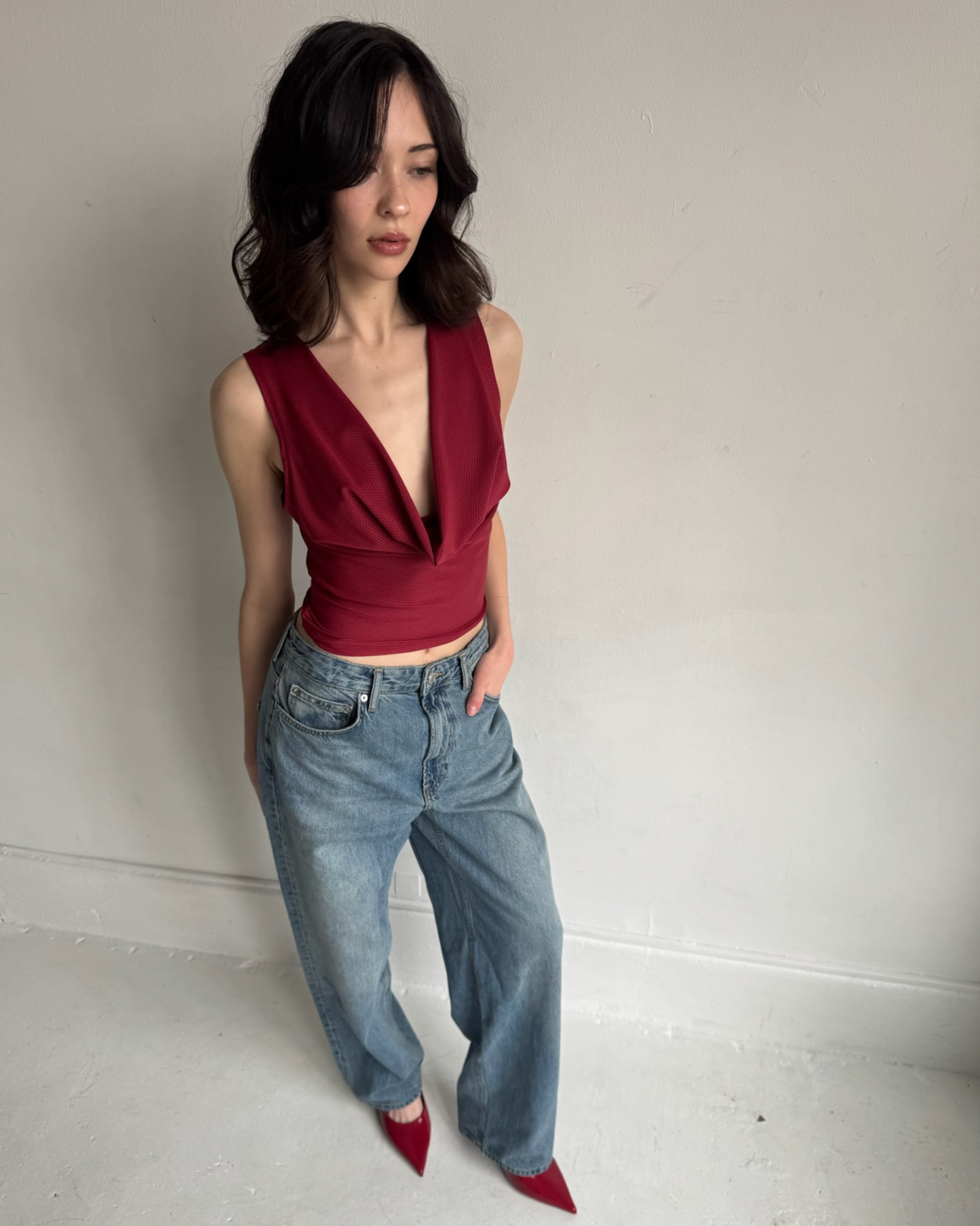 Reversible Cowl Neck Tank Ruby