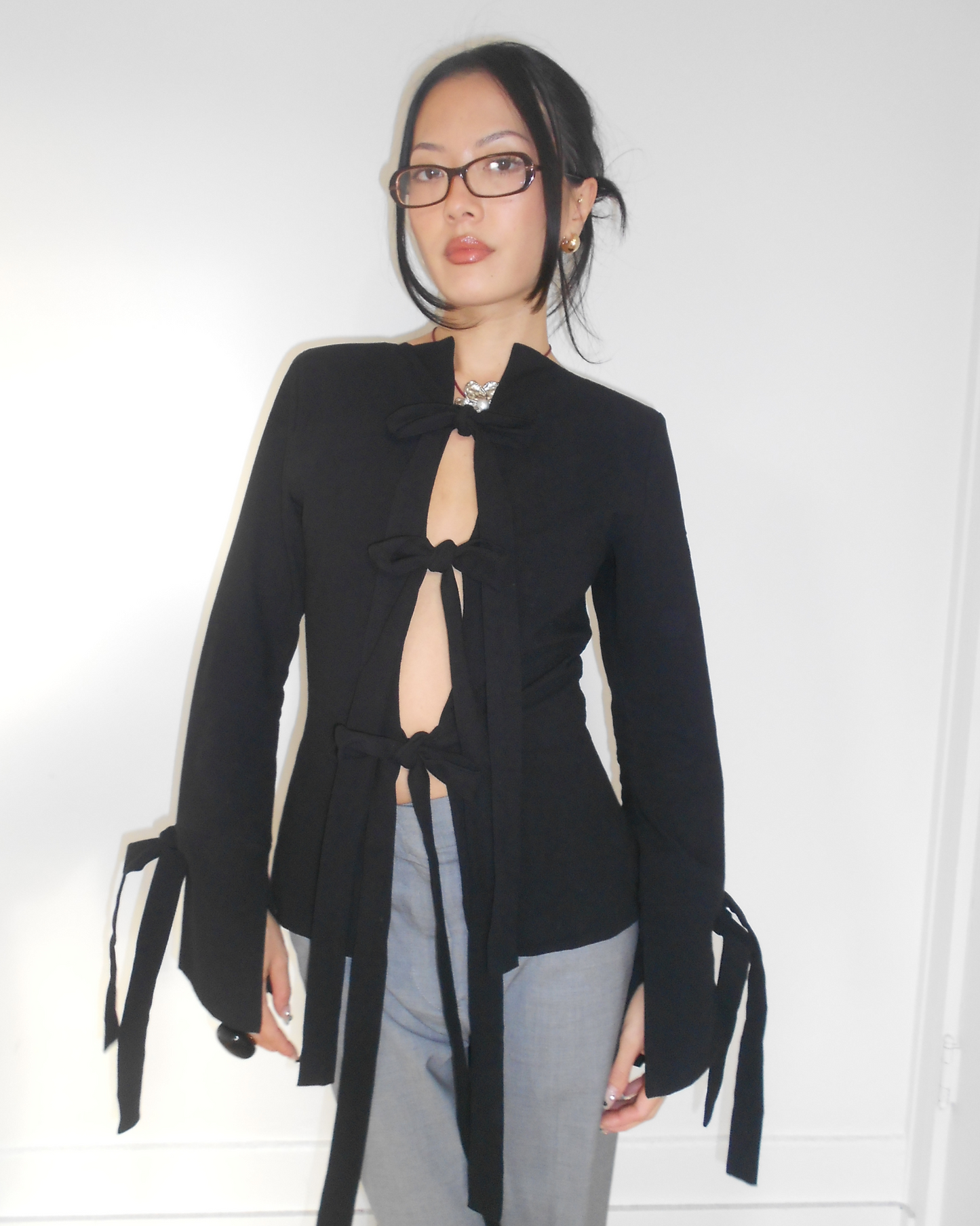 Longsleeve Bowtie Vest Black