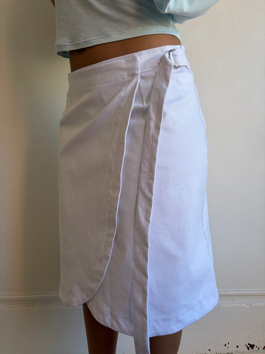 White Denim Midi Wrap
