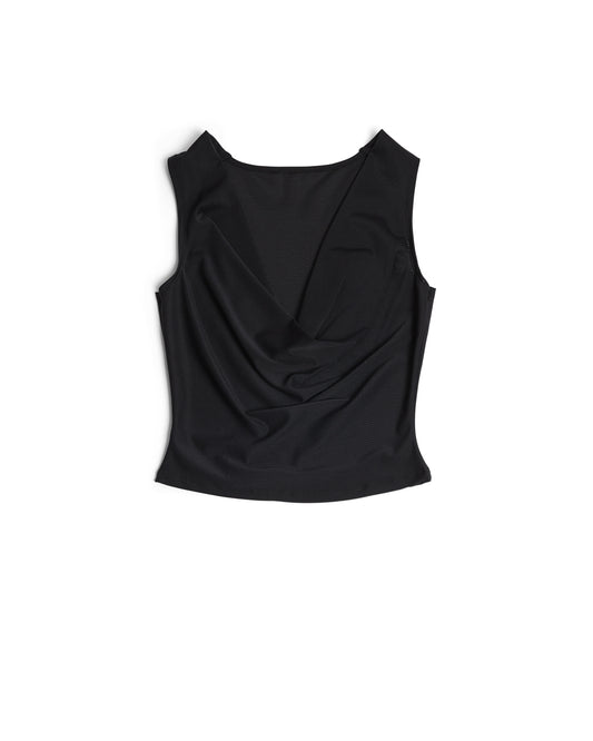 Reversible Cowl Neck Tank Black
