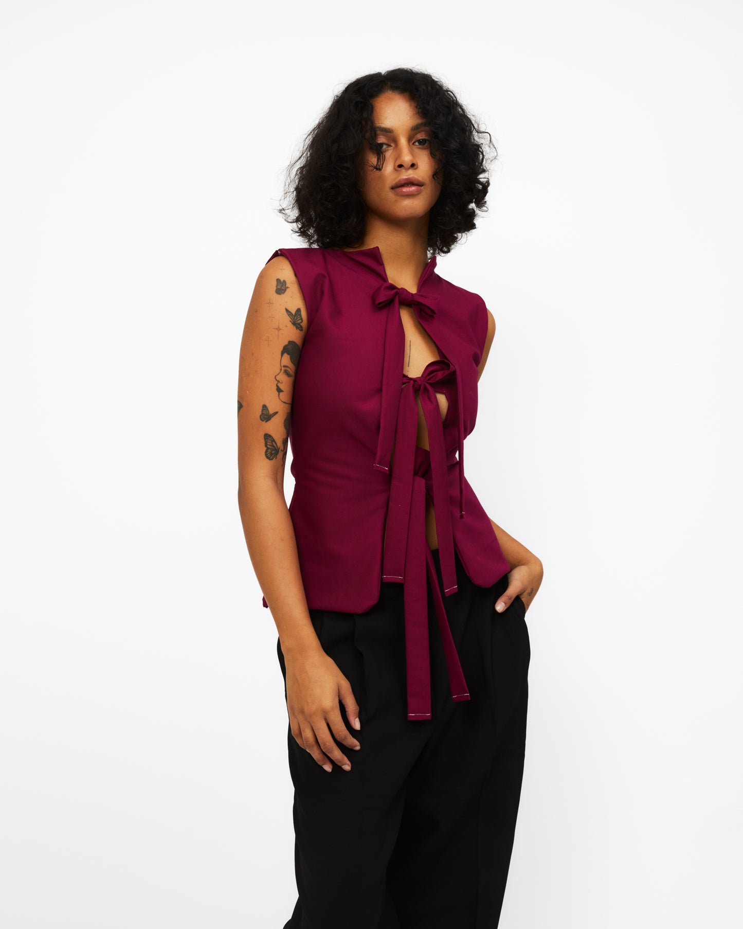 Bowtie Vest Cherry Pink