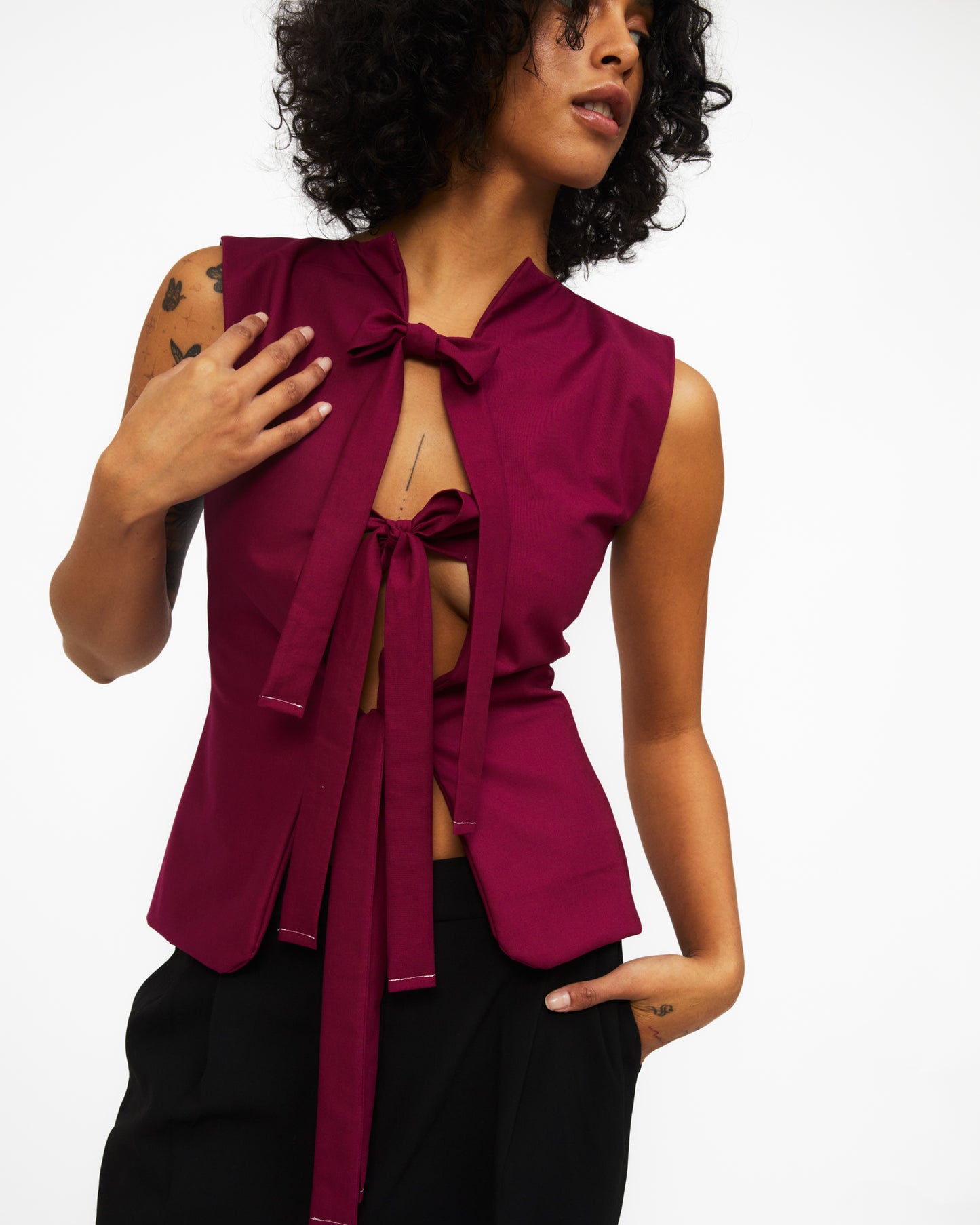 Bowtie Vest Cherry Pink