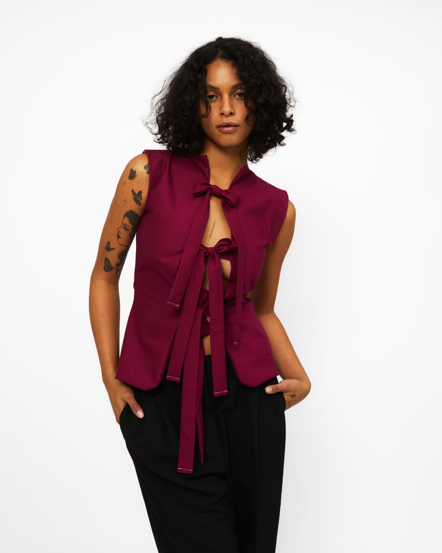 Bowtie Vest Cherry Pink