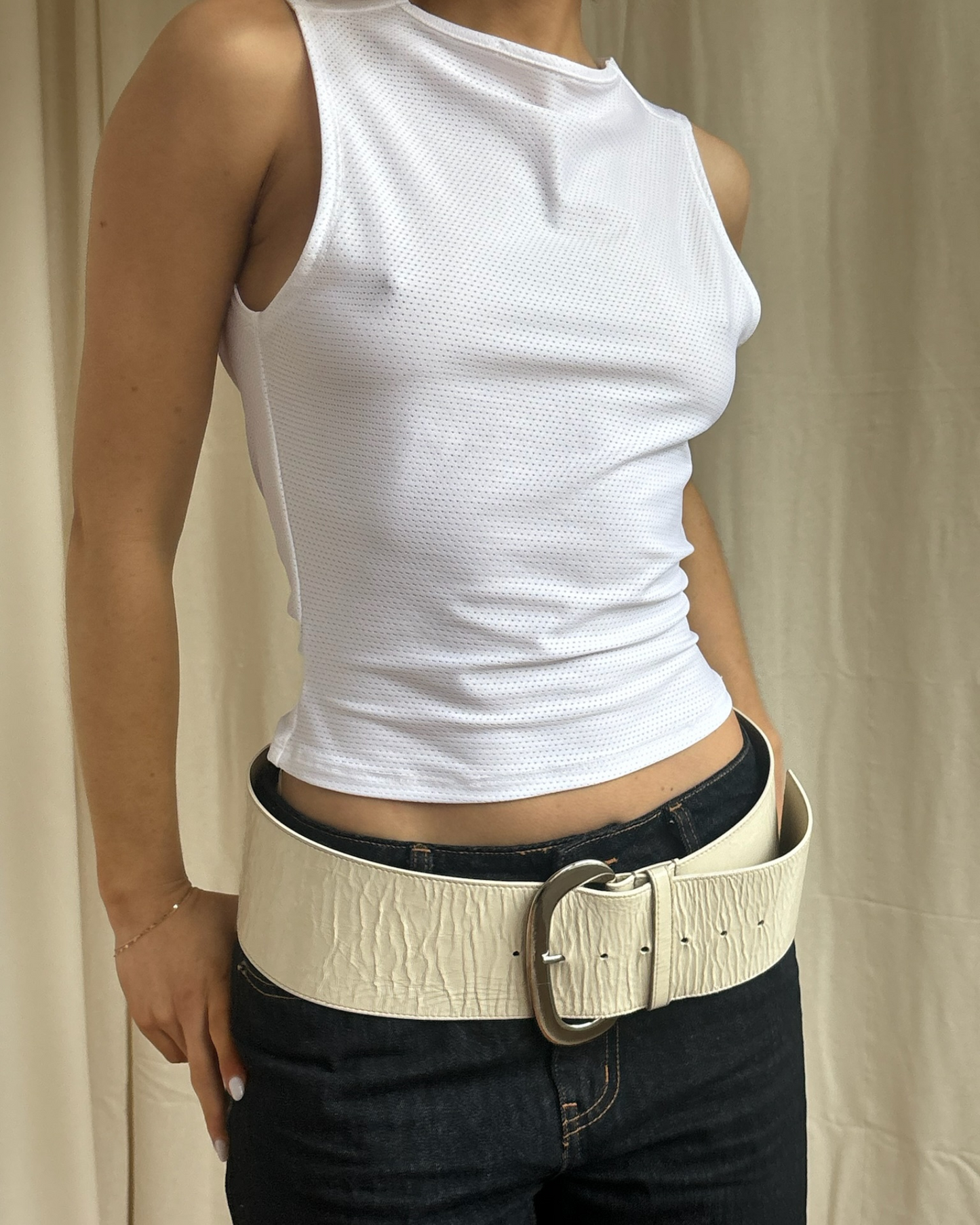 Reversible Cowl Neck Tank White