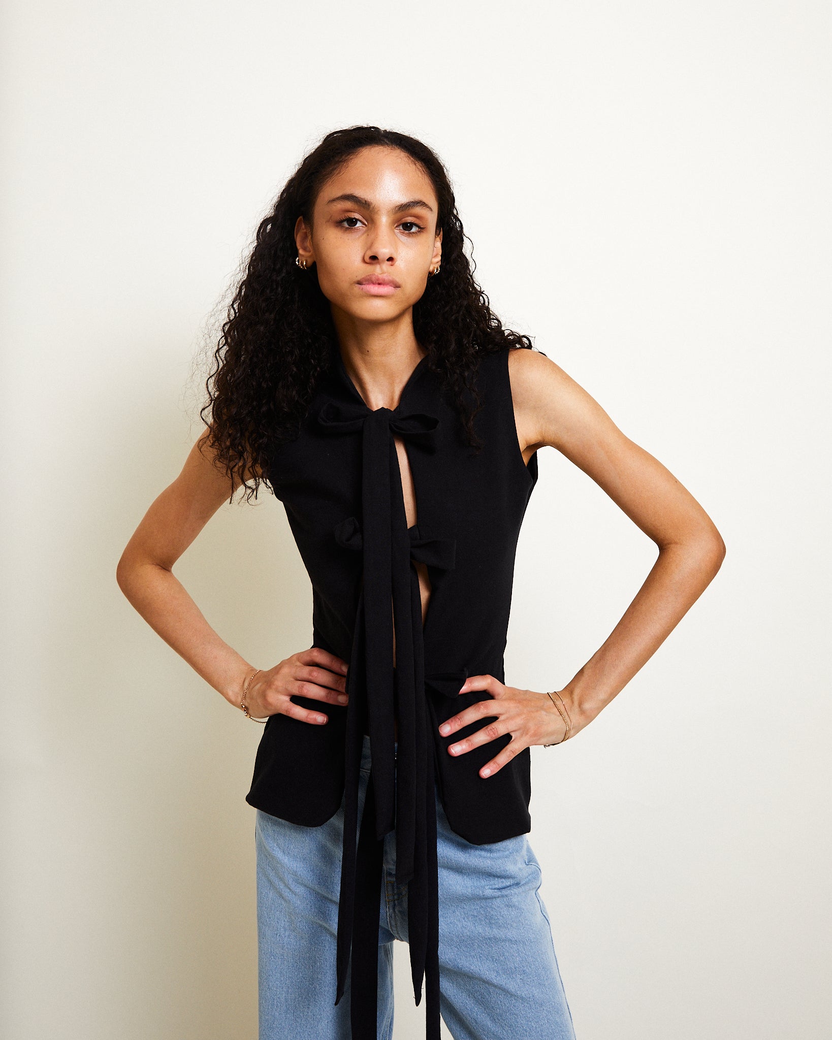 Black dressy shop vest top