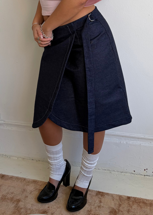 Indigo Denim Midi Wrap