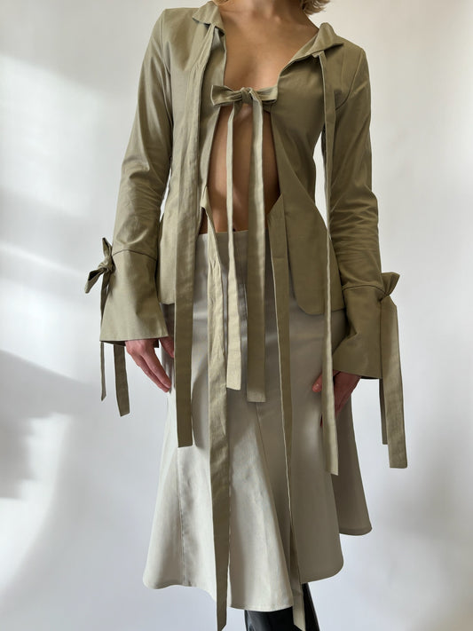 Longsleeve Bowtie Vest Khaki