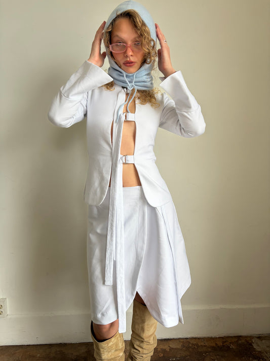 White Denim Midi Wrap