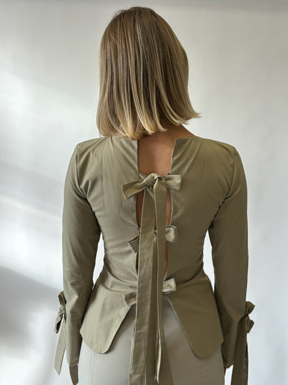 Longsleeve Bowtie Vest Khaki