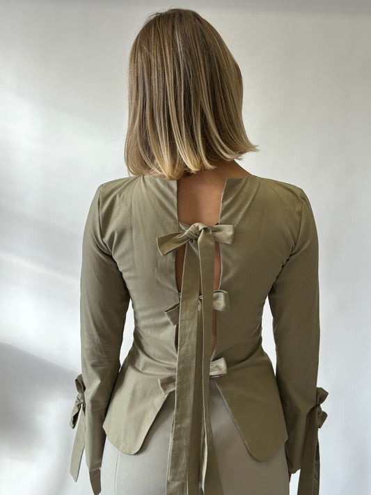 Longsleeve Bowtie Vest Khaki