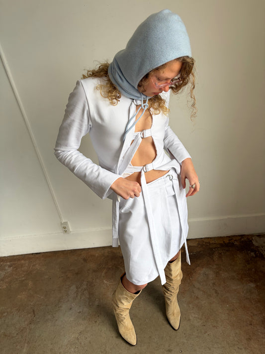 White Denim Midi Wrap