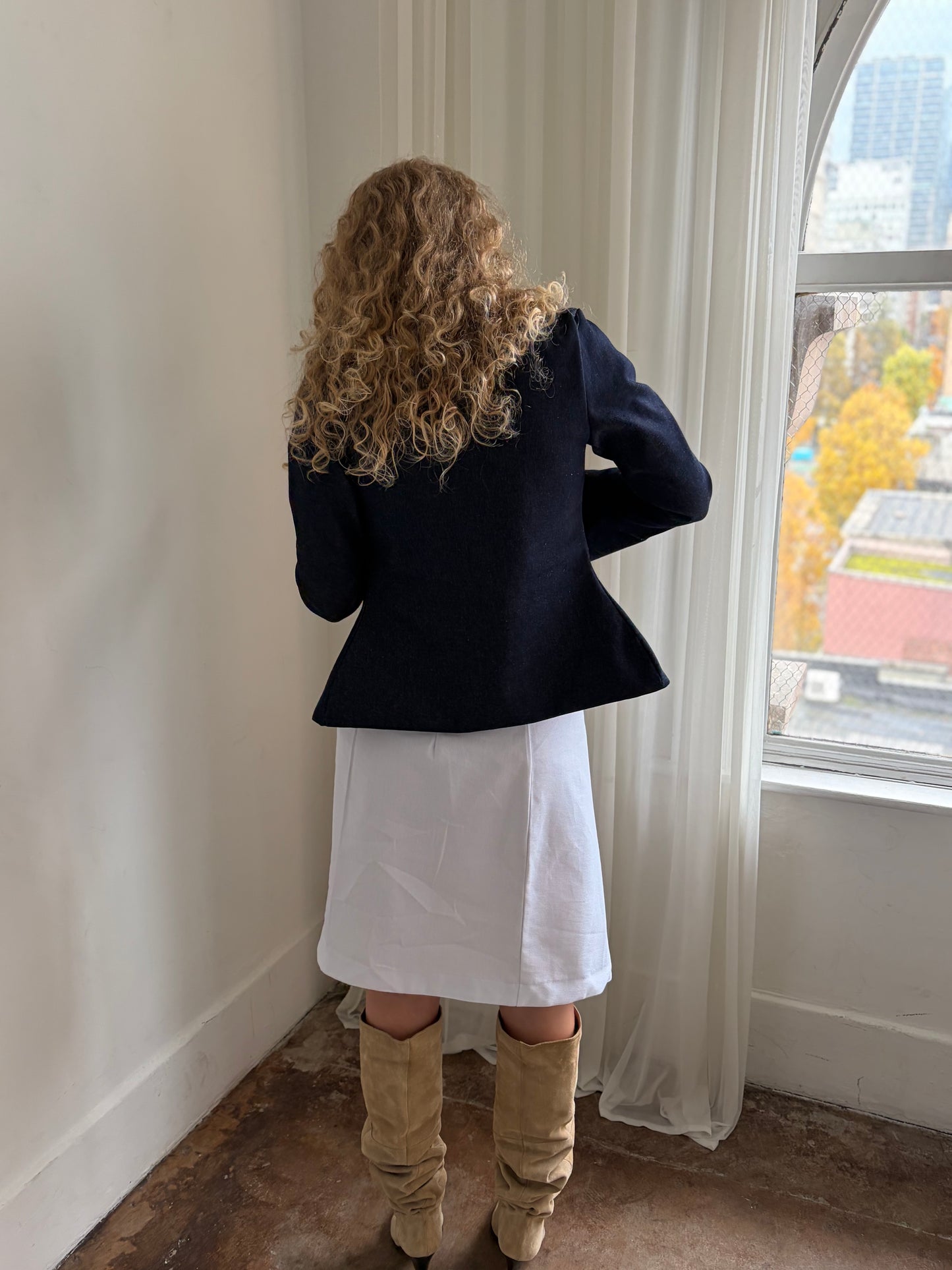 White Denim Midi Wrap